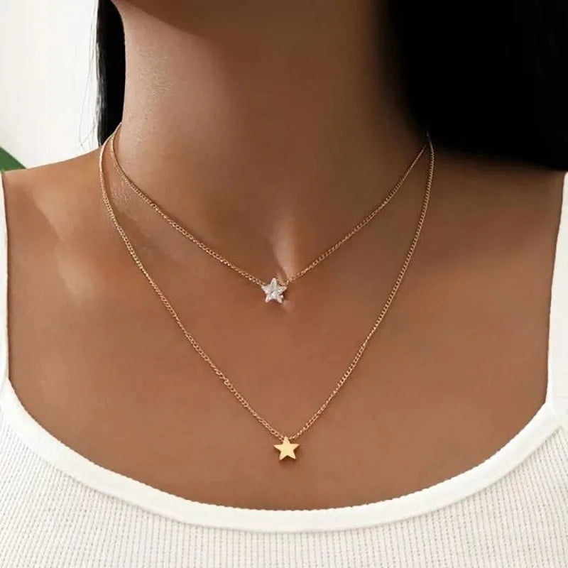 Shiny Crystal Moon Star Love Pearl Pendant