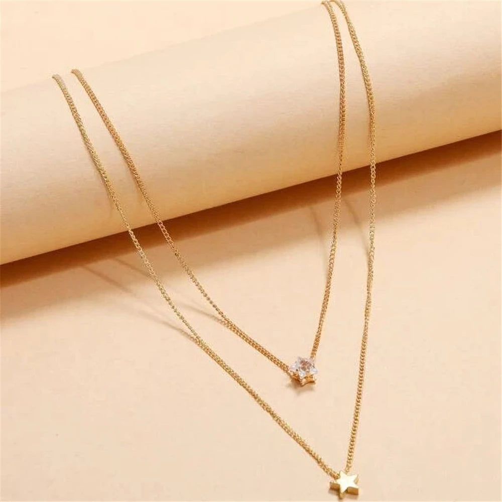 Gold-plate Crystal Necklace | Heart Shaped