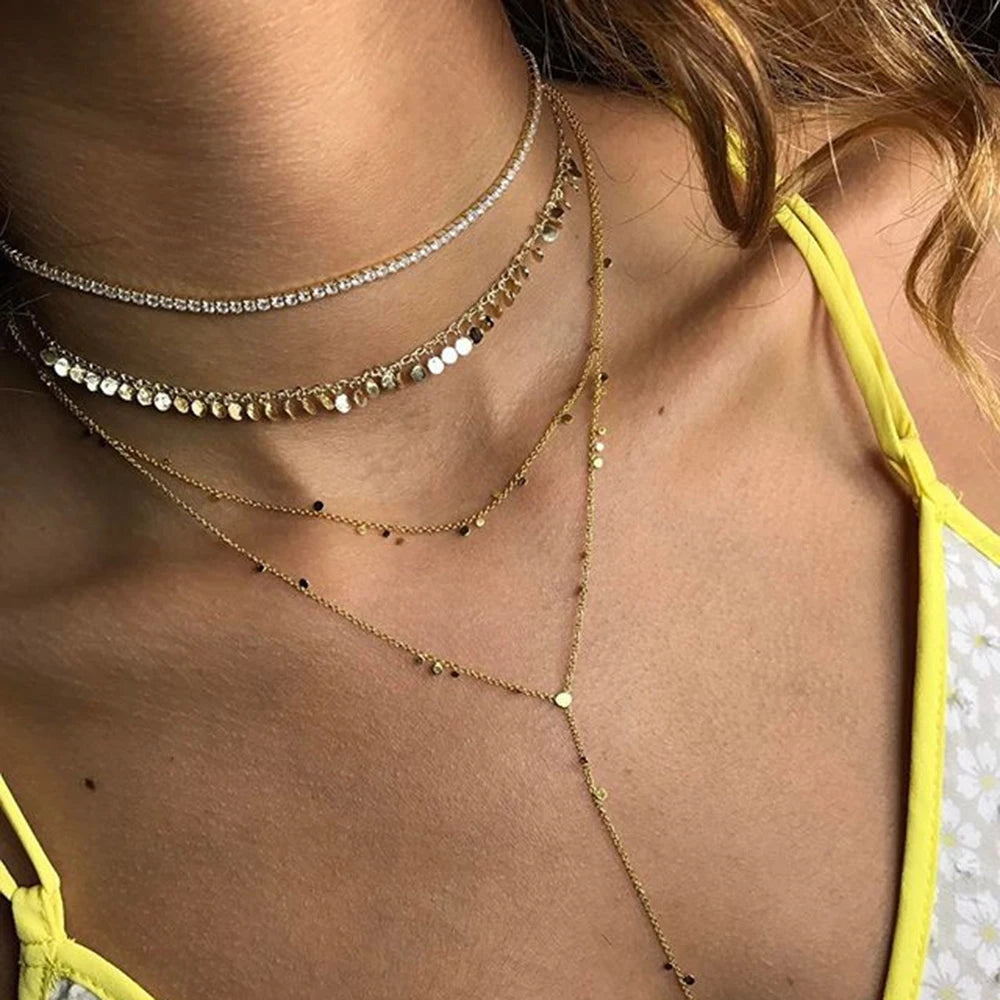 Crystal Heart Star Sun Moon Necklace