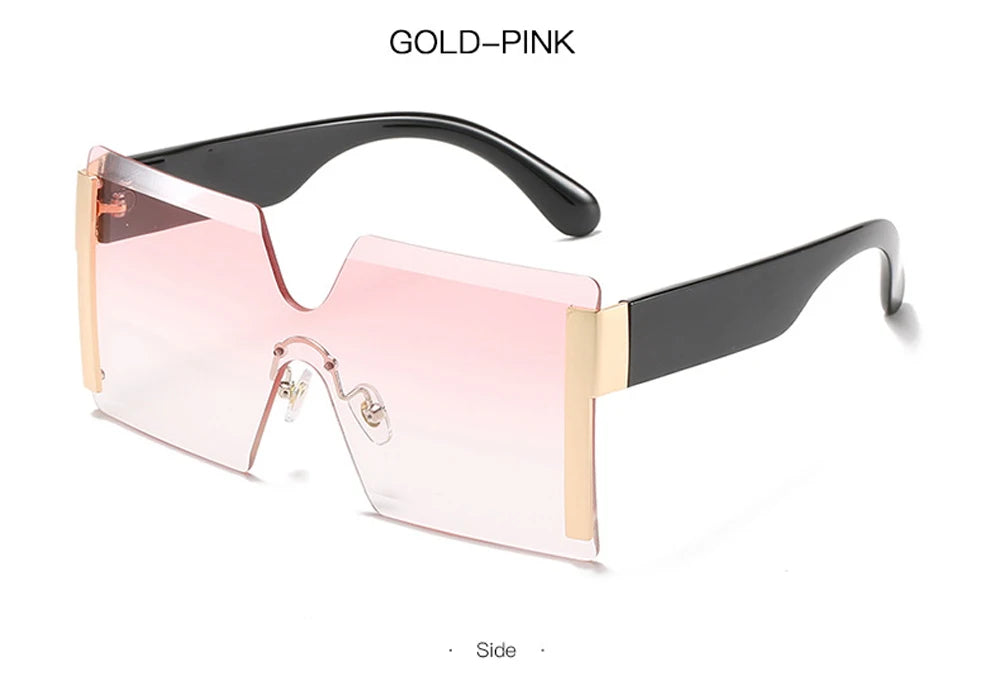 Fashion Oversized Square Rimless Sunglasses