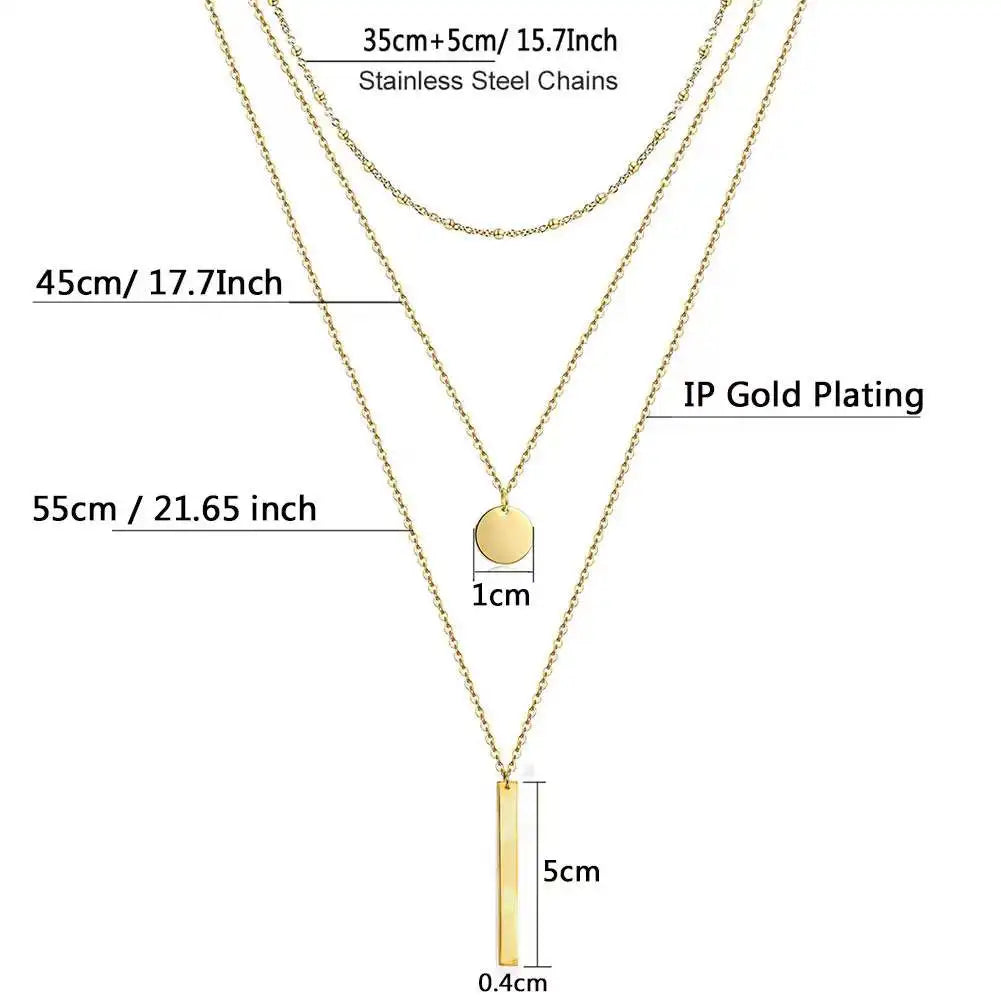 Exquisite 925 Sterling Silver Three Layer Necklace