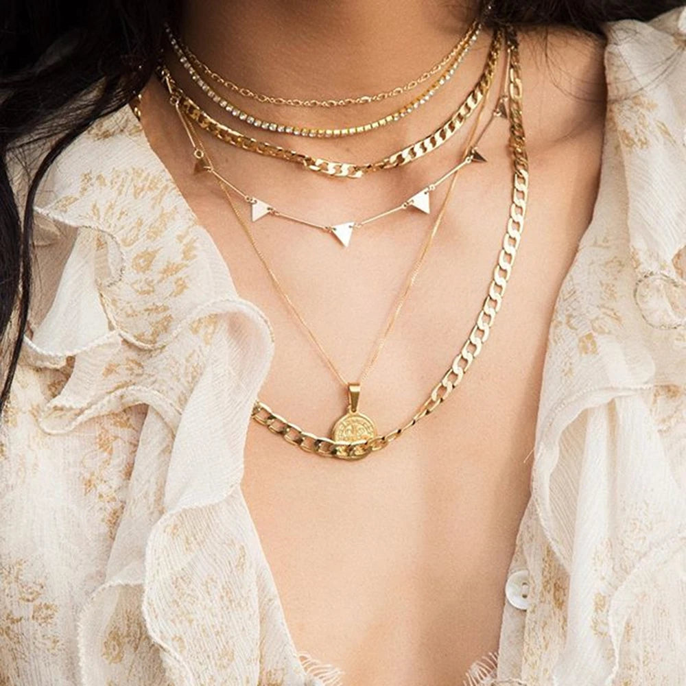 Crystal Heart Star Sun Moon Necklace