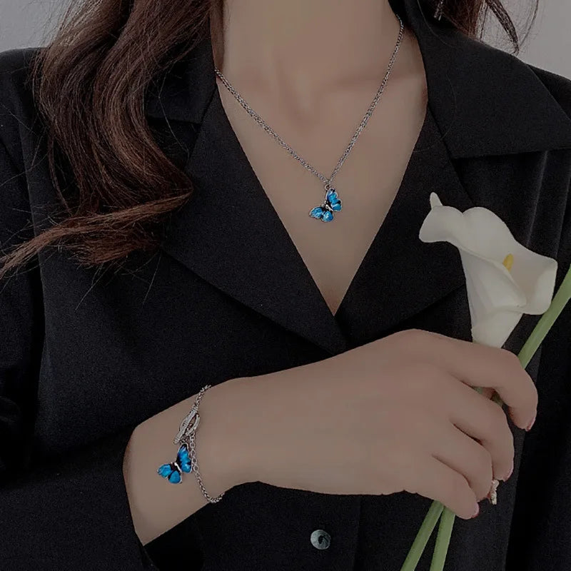 Blue Gradient Butterfly Necklace | Jewelry Gift
