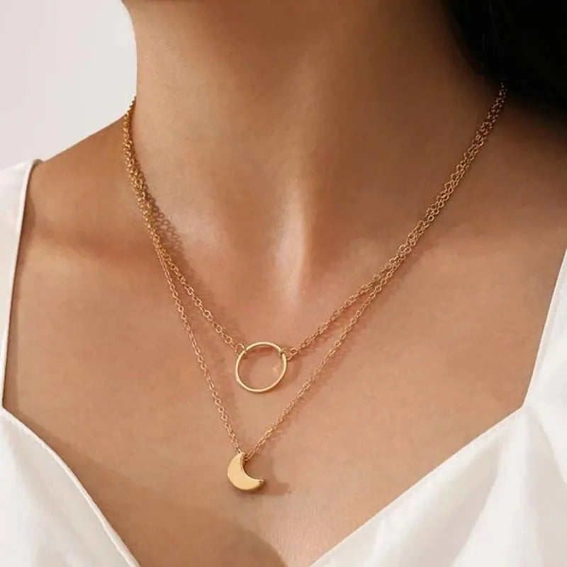 Shiny Crystal Moon Star Love Pearl Pendant