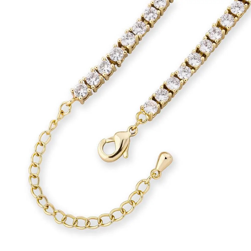 Adjustable 3mm Row Tennis Cubic Zirconia Anklet