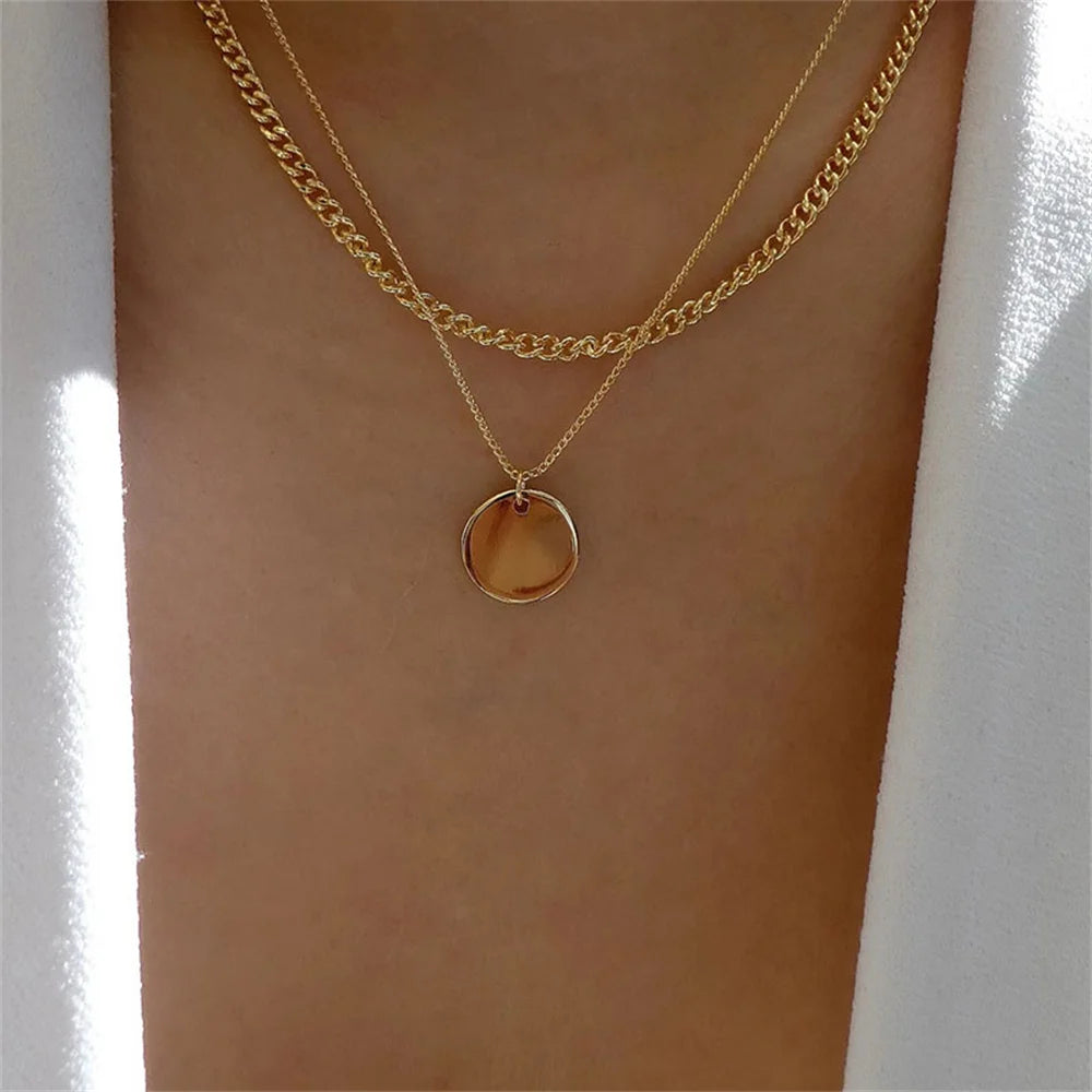 Multilevel Gold Crystal Heart-shaped Necklace