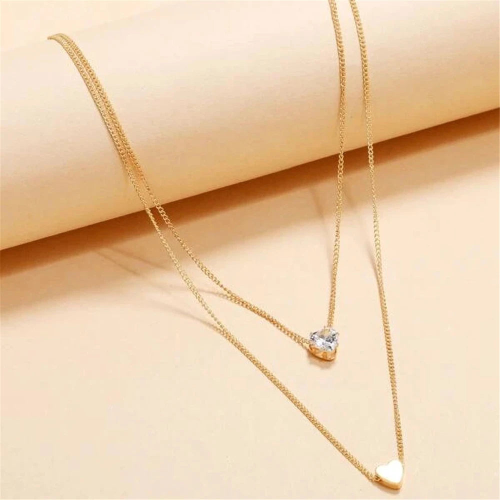 Gold-plate Crystal Necklace | Heart Shaped