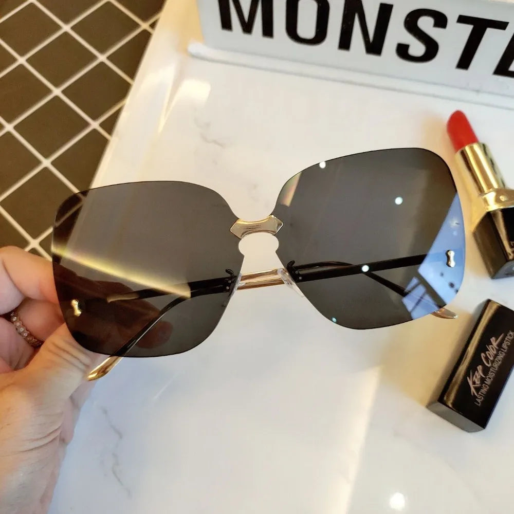 Oversized Rimless Fashion Sunglasses