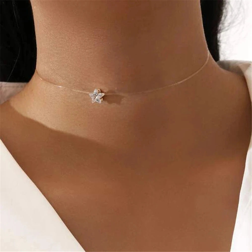 Gold-plate Crystal Necklace | Heart Shaped