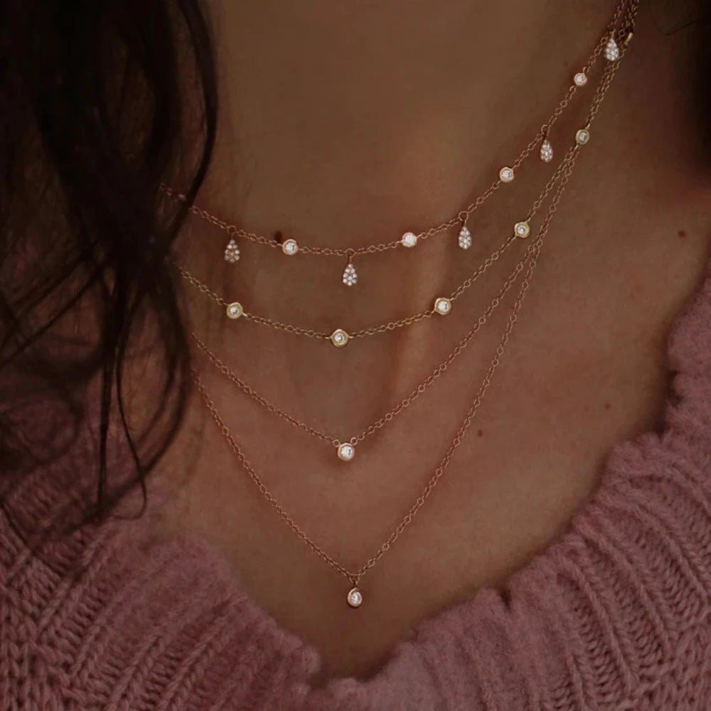 Crystal Heart Star Sun Moon Necklace