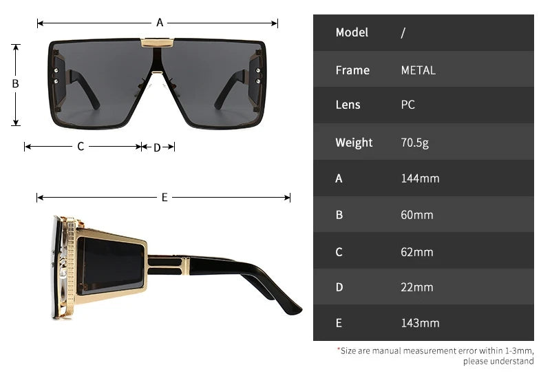 Oversized Luxury Uv400 Vintage Glasses