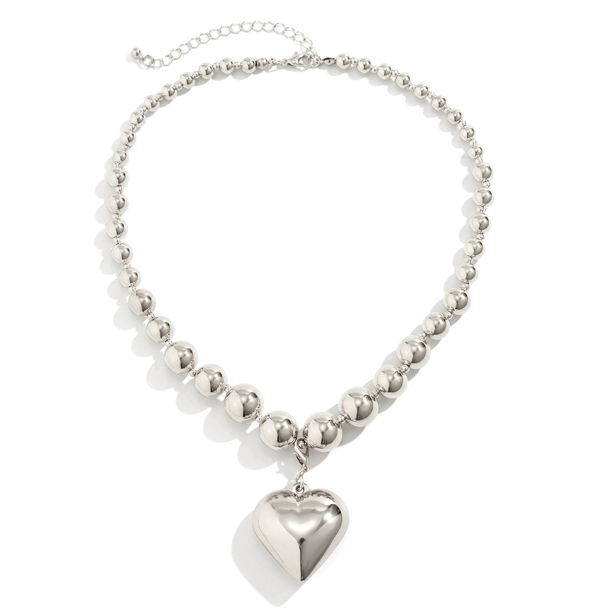 Peach Heart Pendant Beads Necklace