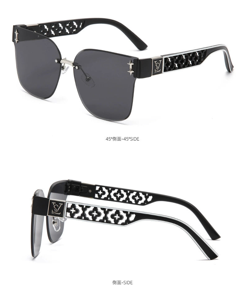 Personalized Frameless Trimming Sunglasses Women High-Grade Elegant Frame round Face Slimming UV-Proof UV400 Sunglasses Category 3