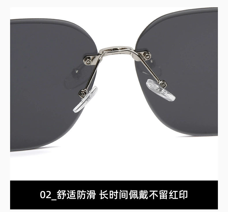Personalized Frameless Trimming Sunglasses Women High-Grade Elegant Frame round Face Slimming UV-Proof UV400 Sunglasses Category 3