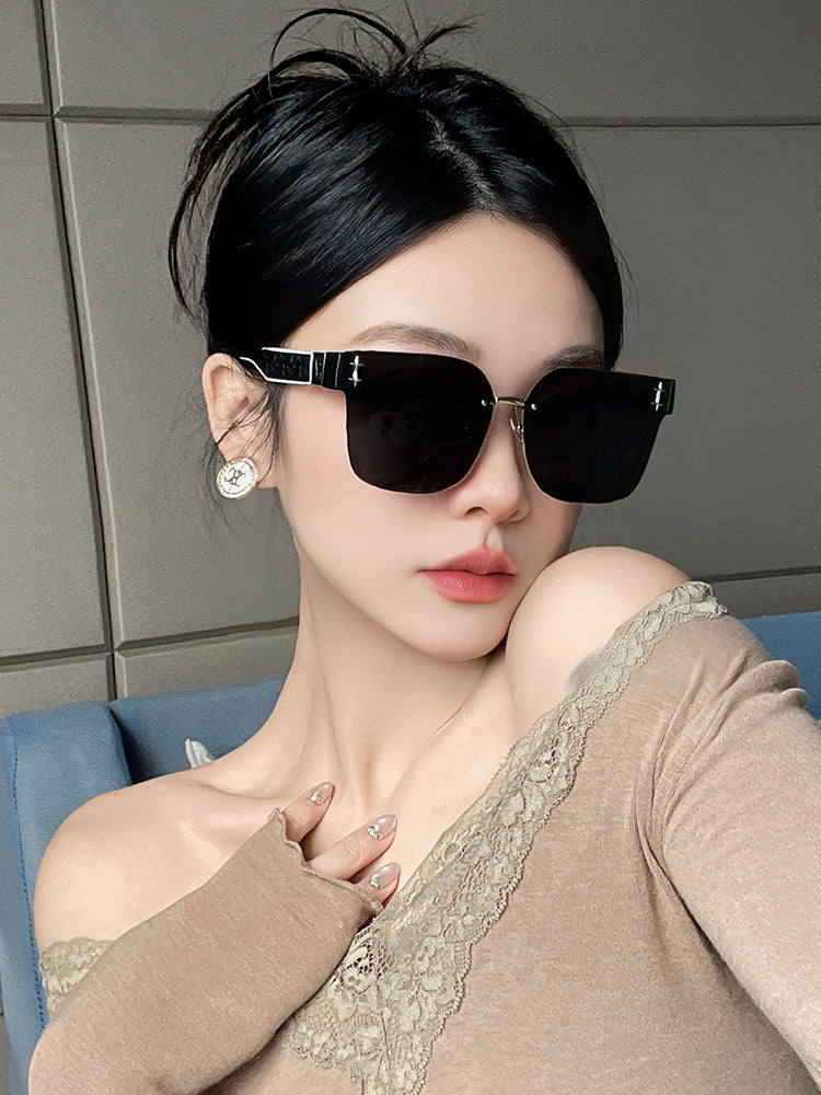 Personalized Frameless Trimming Sunglasses Women High-Grade Elegant Frame round Face Slimming UV-Proof UV400 Sunglasses Category 3