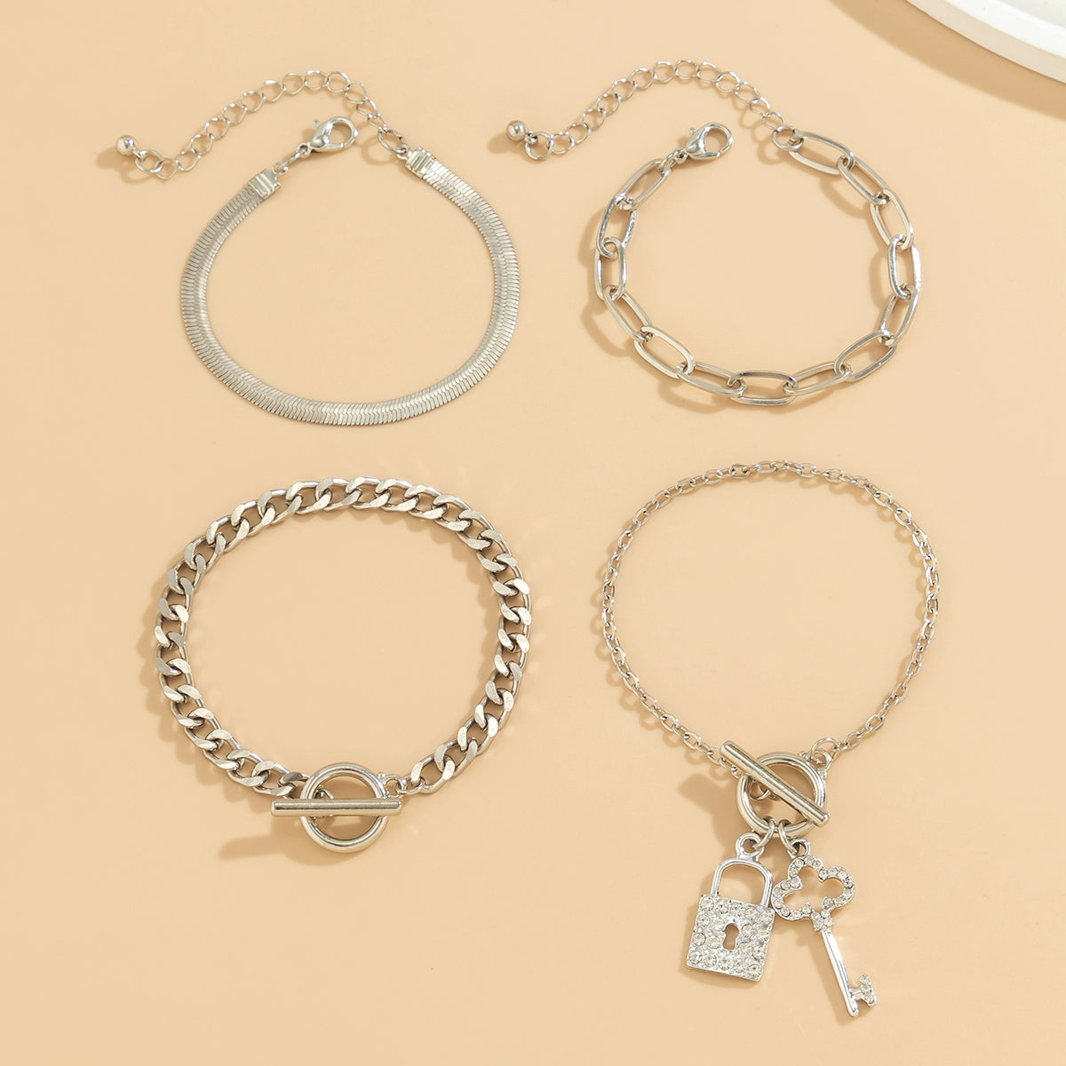 4-Piece Key Lock Twin Ornament Tide