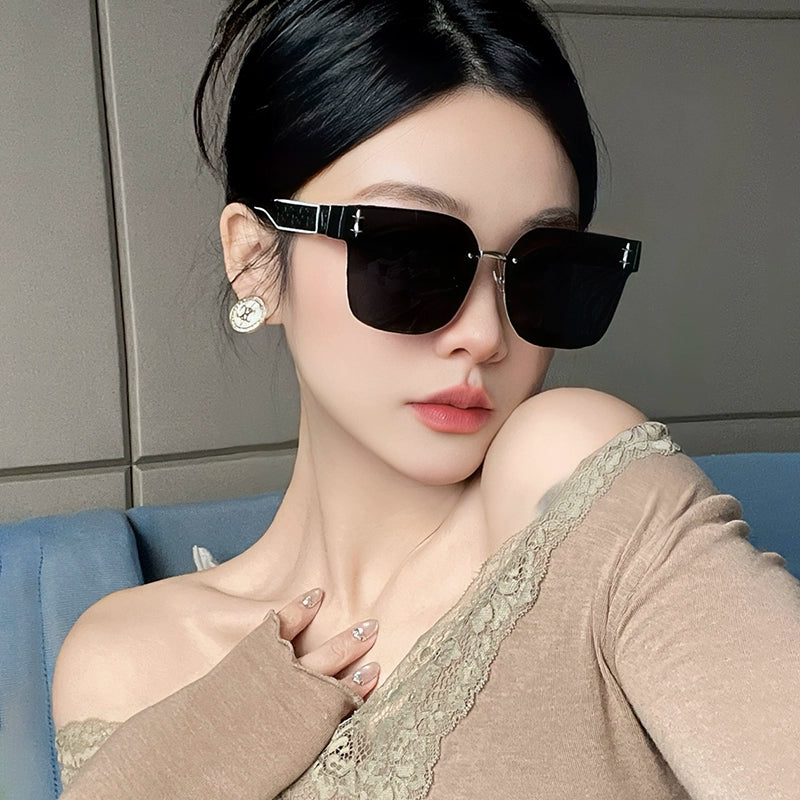 Personalized Frameless Trimming Sunglasses Women High-Grade Elegant Frame round Face Slimming UV-Proof UV400 Sunglasses Category 3