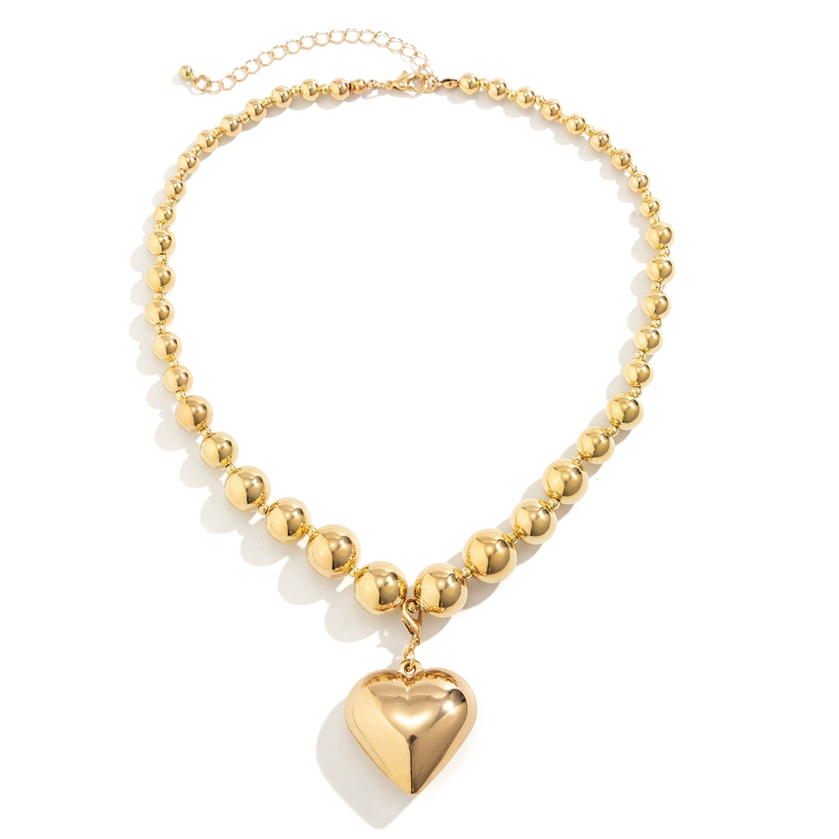 Peach Heart Pendant Beads Necklace