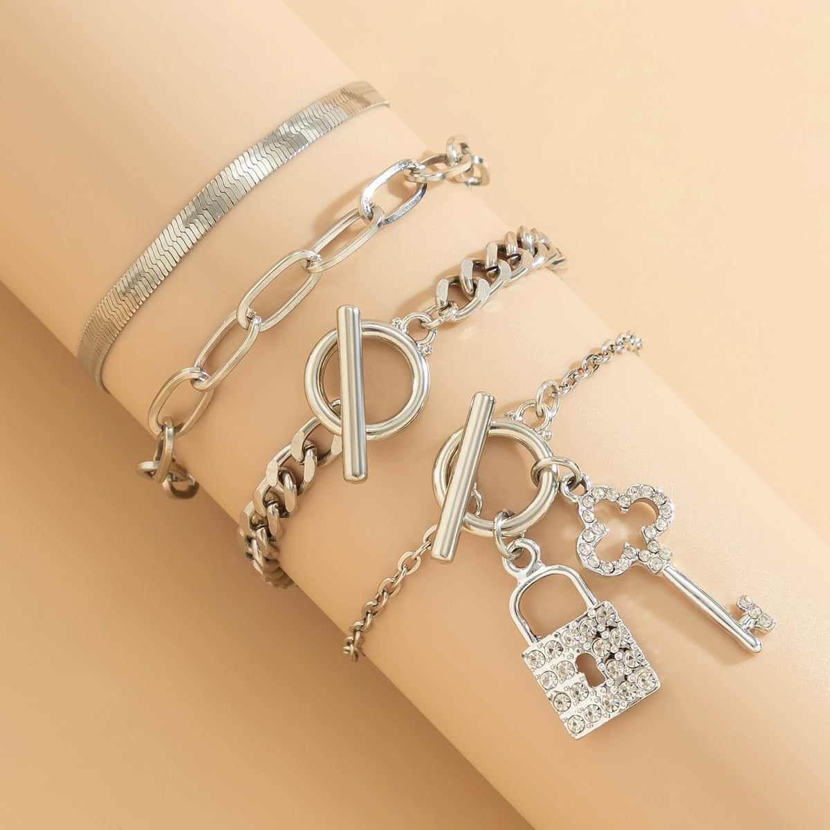 4-Piece Key Lock Twin Ornament Tide