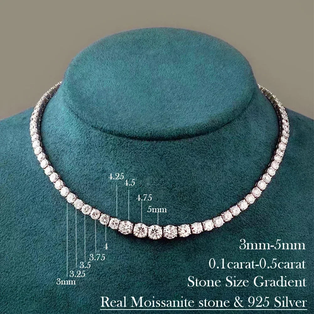 3-5mm Moissanite Diamond Necklace with Certificate 100% S925