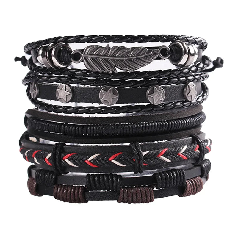 Adjustable Leather Set viking bracelet