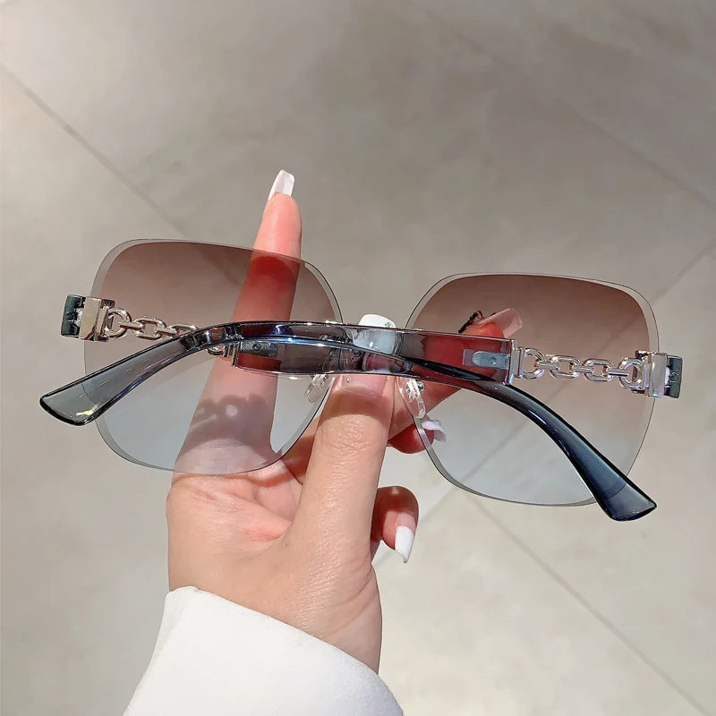 Tea Trendy Rimless Driving Sun Glasses
