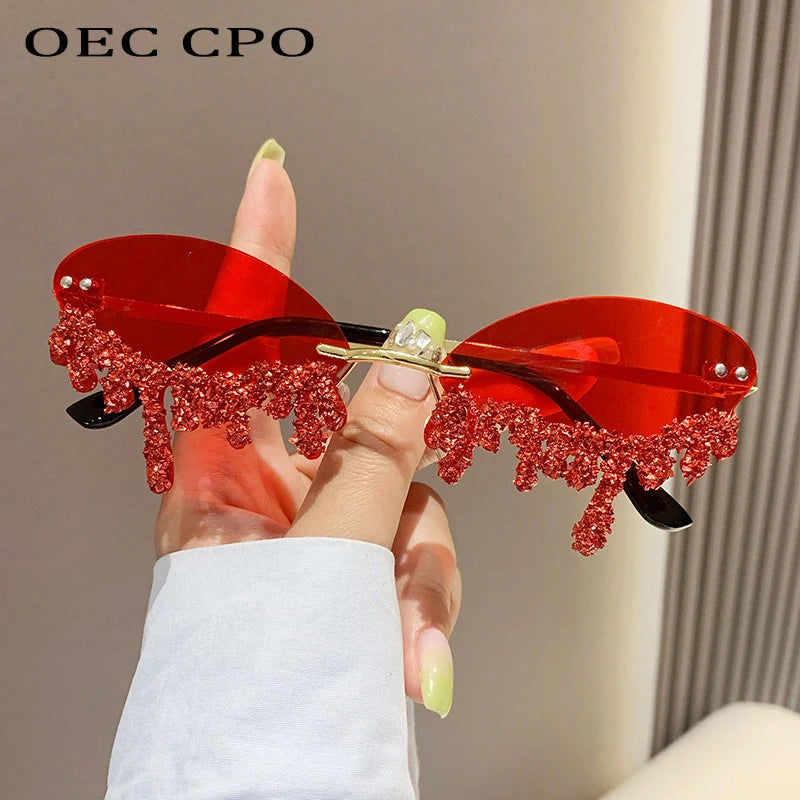 Diamond Rimless Rhinestone Tear Shaped