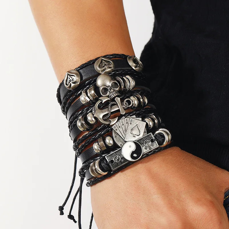 Adjustable Leather Set viking bracelet