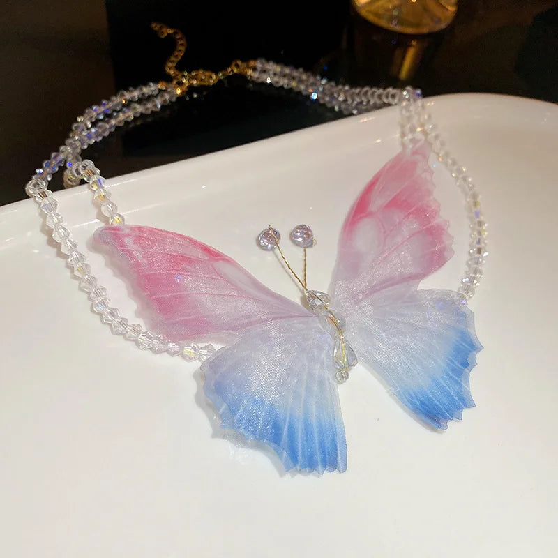 Butterfly Crystal  Aesthetic Double Layer Necklace