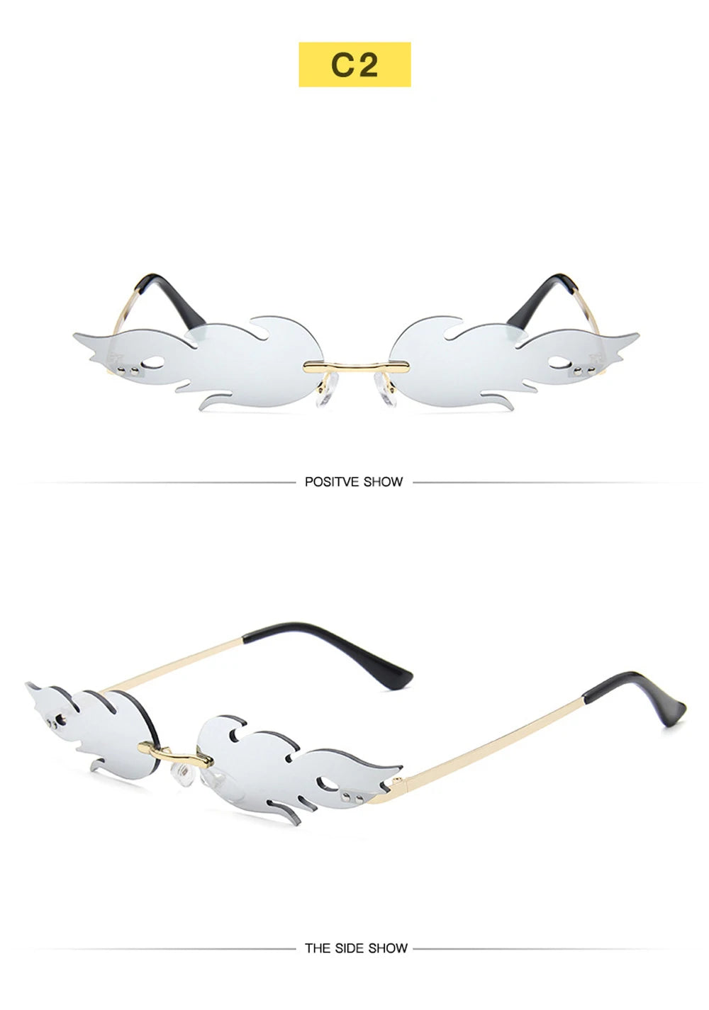 Luxury Rimless Wave Sunglasses