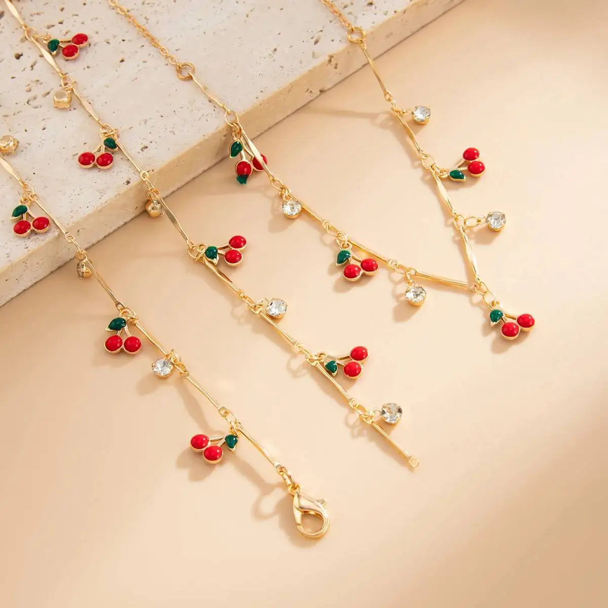 Romantic Cherry Long Chain Necklace