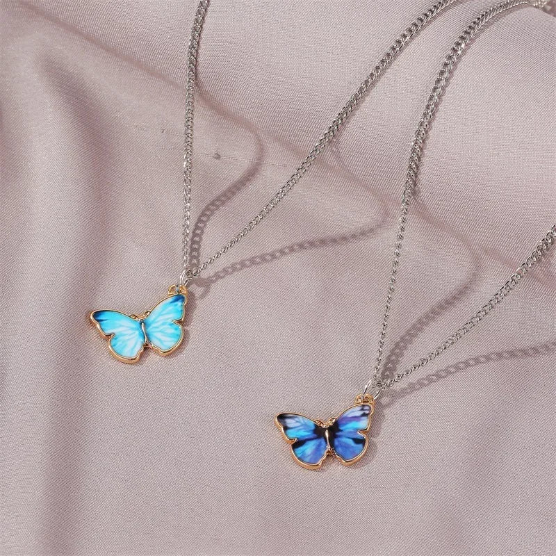 Blue Gradient Butterfly Necklace | Jewelry Gift