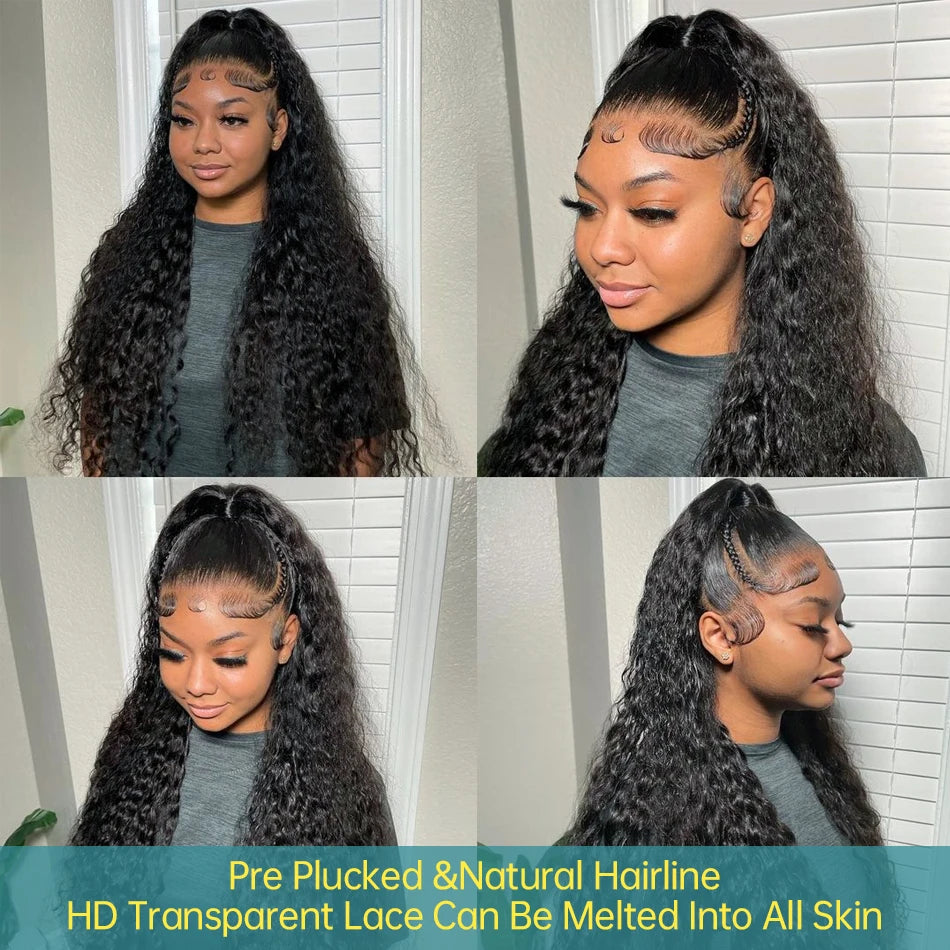 13X6 Water Wave Curly  Human Hair Wig