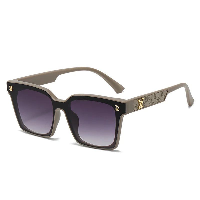 New Square Unisex Leather Sunglasses