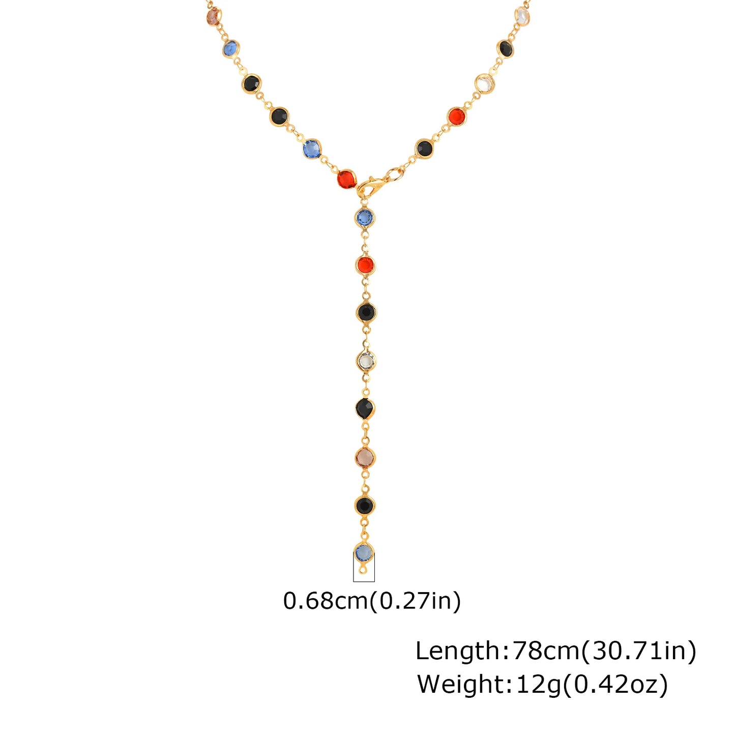 Dainty Colorful Glass Long Y-shaped Necklace