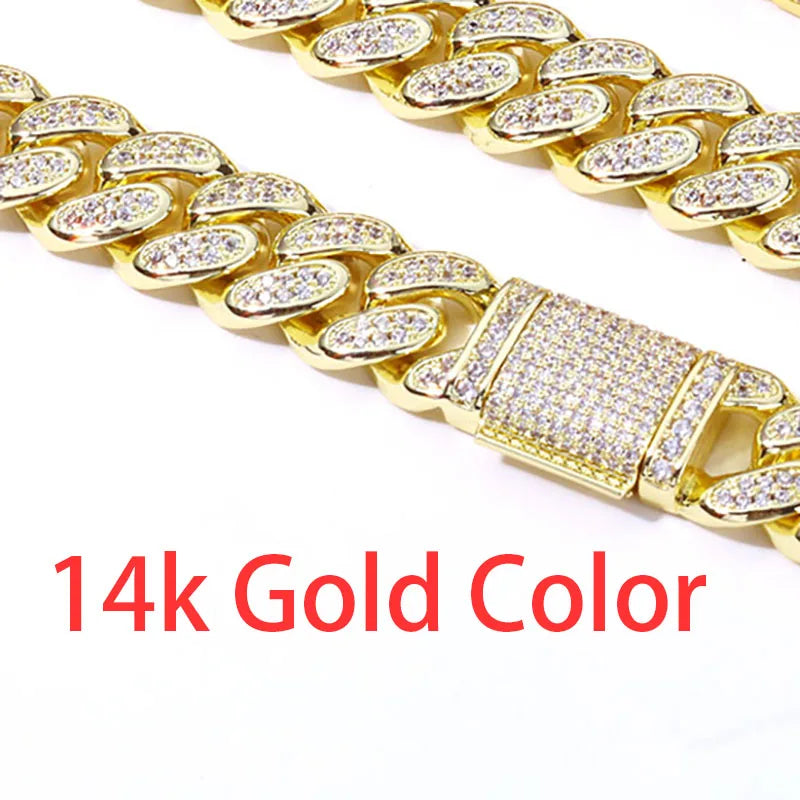 Hip Hop 14k Gold Plated Iced Cuban Chain