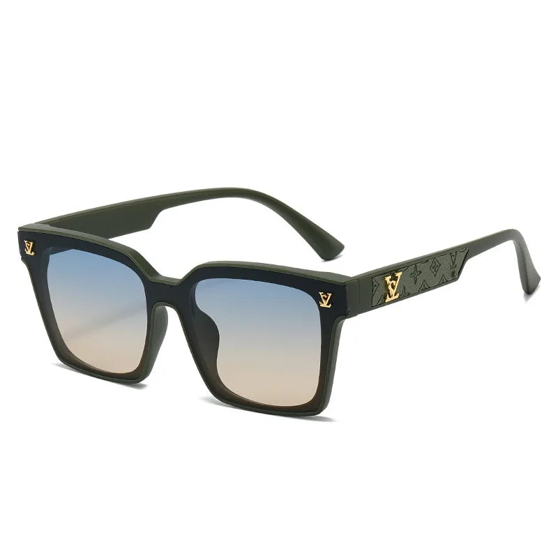 New Square Unisex Leather Sunglasses