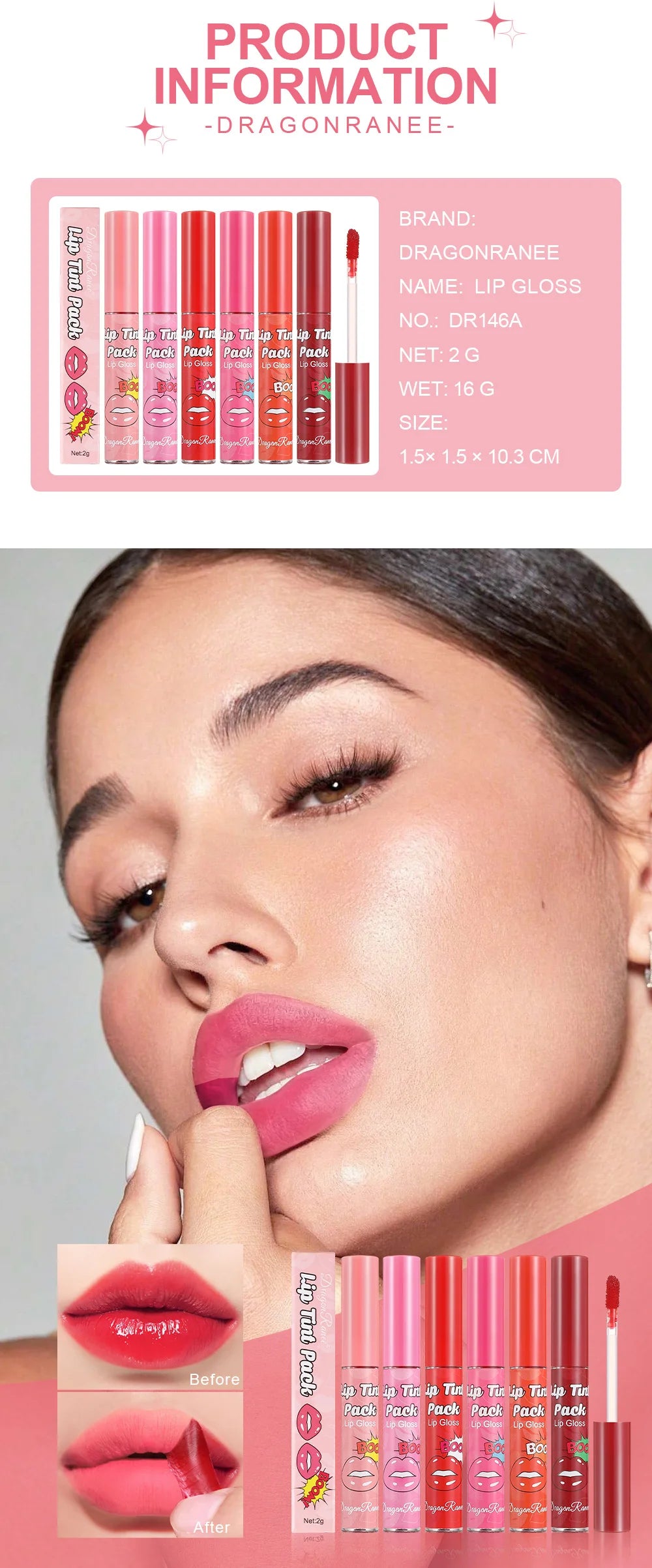 Peel Off Rose Red Lip gloss - Waterproof