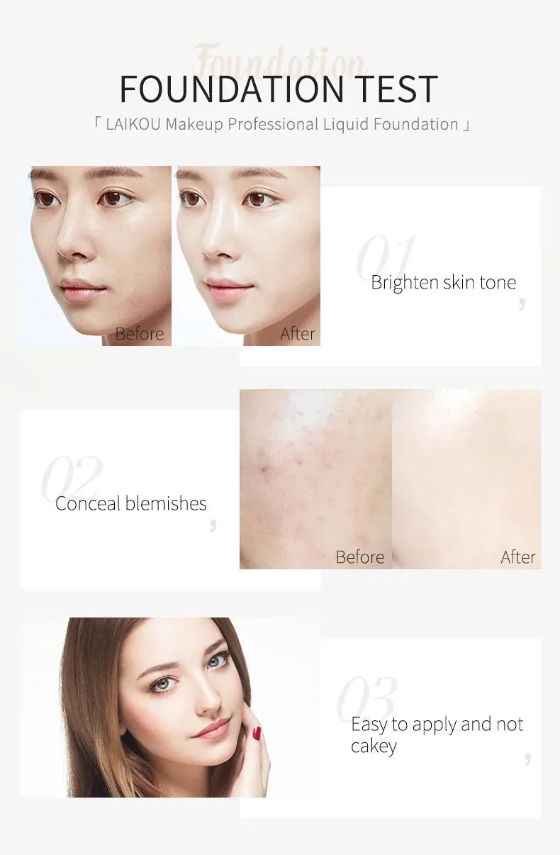 Liquid Foundation Moisturizing Long Lasting Natural Brighten