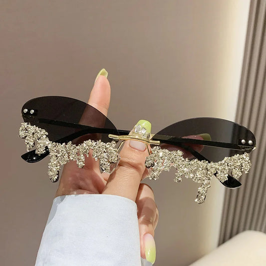 Diamond Rimless Rhinestone Tear Shaped
