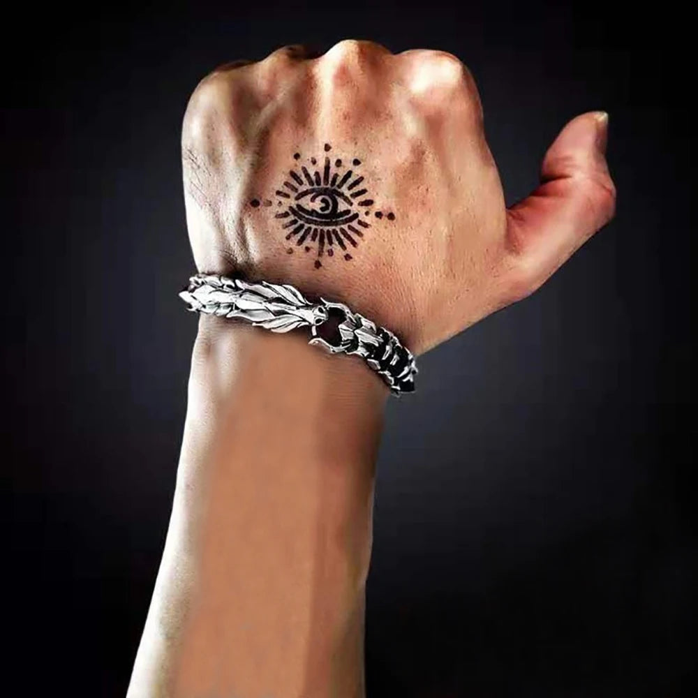 Personality Mens Jewellery Hip Hop Punk Head Dragon Lin Bracelet Retro Exaggerated Dragon Bracelet Jewelry Men Accessories Gift