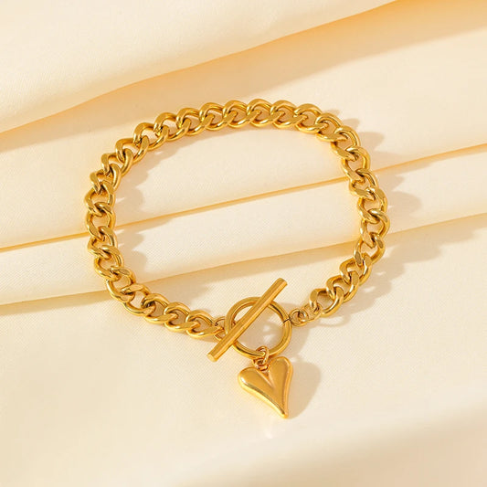 Heart Love Charm 18K Gold Plated Waterproof Bracelet