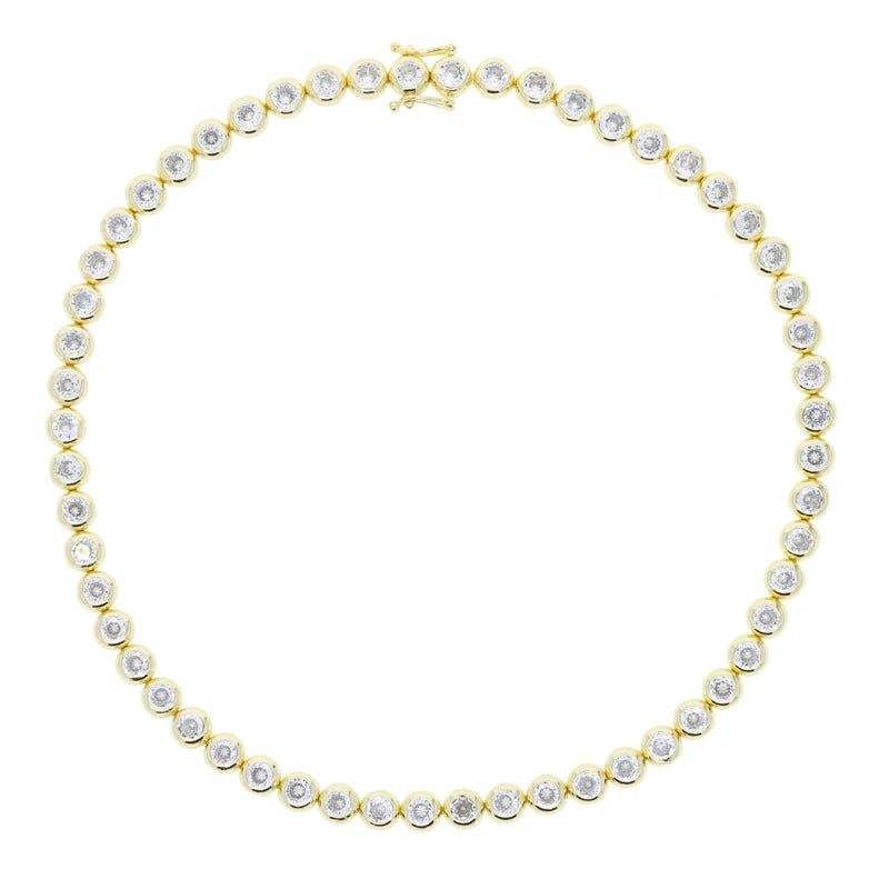 Tennis Chain Necklace Cubic Zirconia  | Gold and Platinum Plated