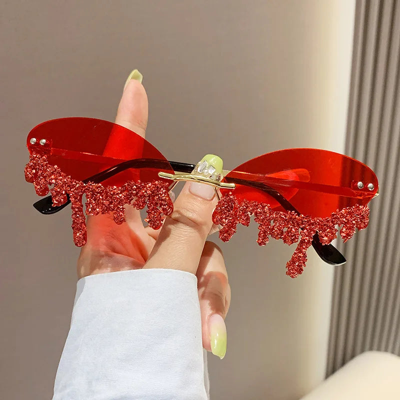 Diamond Rimless Rhinestone Tear Shaped