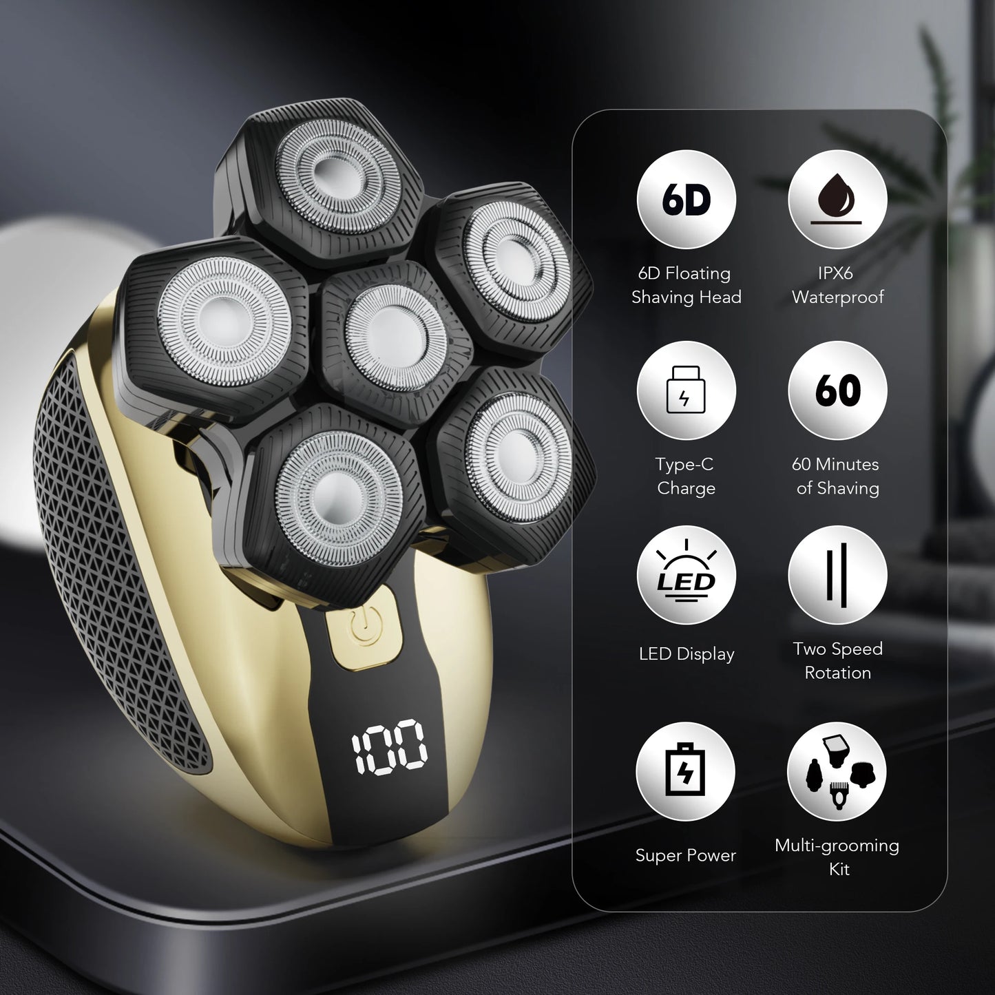 6D Floating Multifunctional Rechargeable Shaving Machine