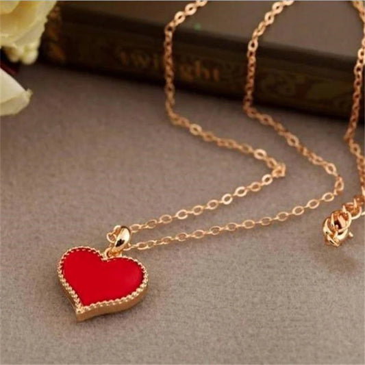 Golden Simple Chain Acrylic Heart Pendant Necklace