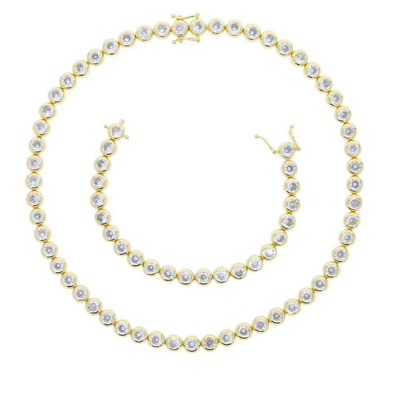 Tennis Chain Necklace Cubic Zirconia  | Gold and Platinum Plated