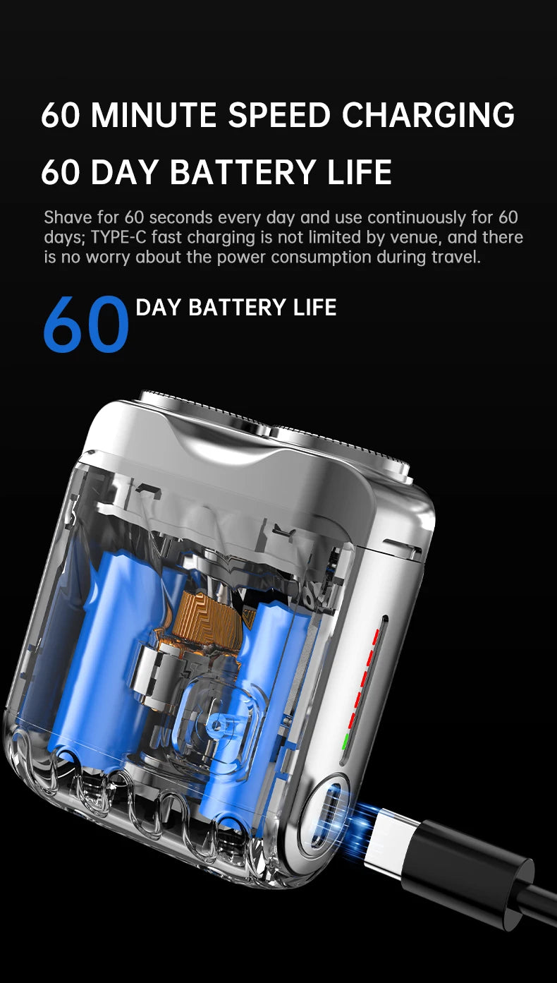 Mini Electric Shaver Dual Head Waterproof Razor