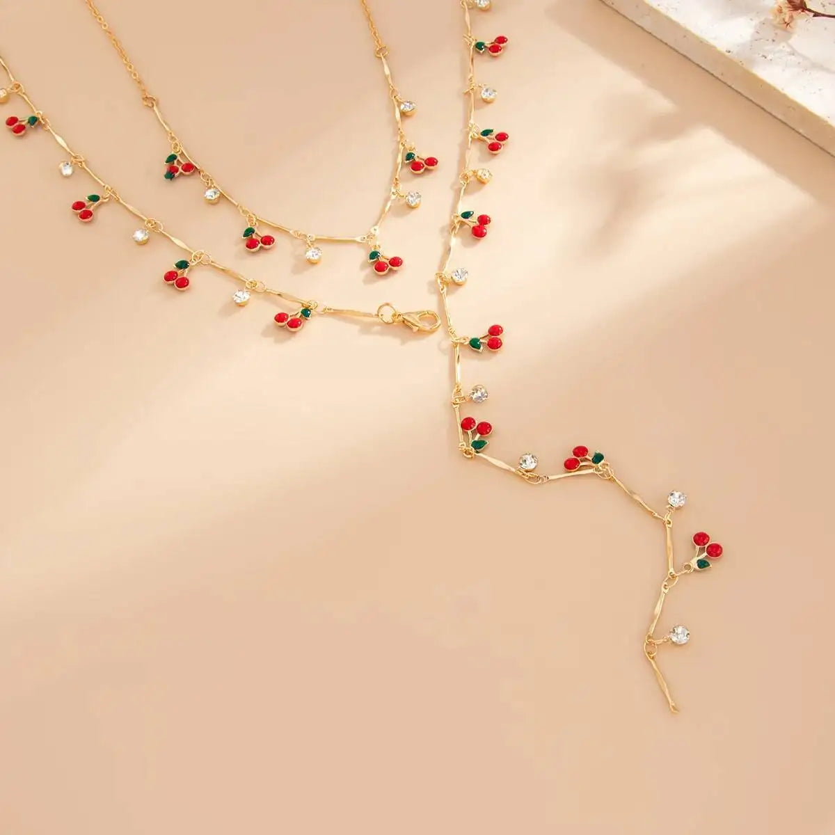 Romantic Cherry Long Chain Necklace