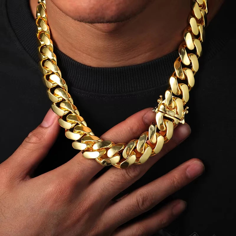 8k Gold-plated Cuban Miami Link Chain Necklaces